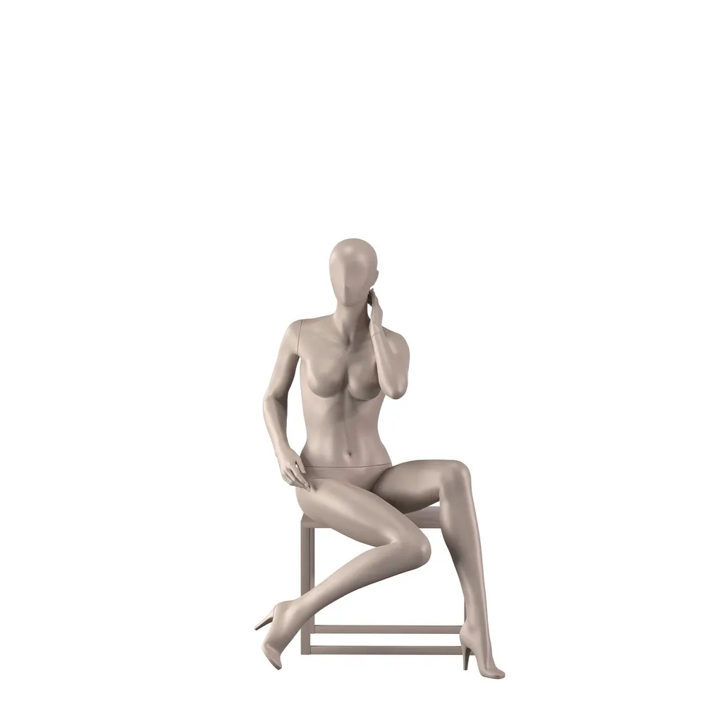 Mannequin Dessous Dame, B-Cup, metallische Hautfarbe, sitzende Pose 08B

