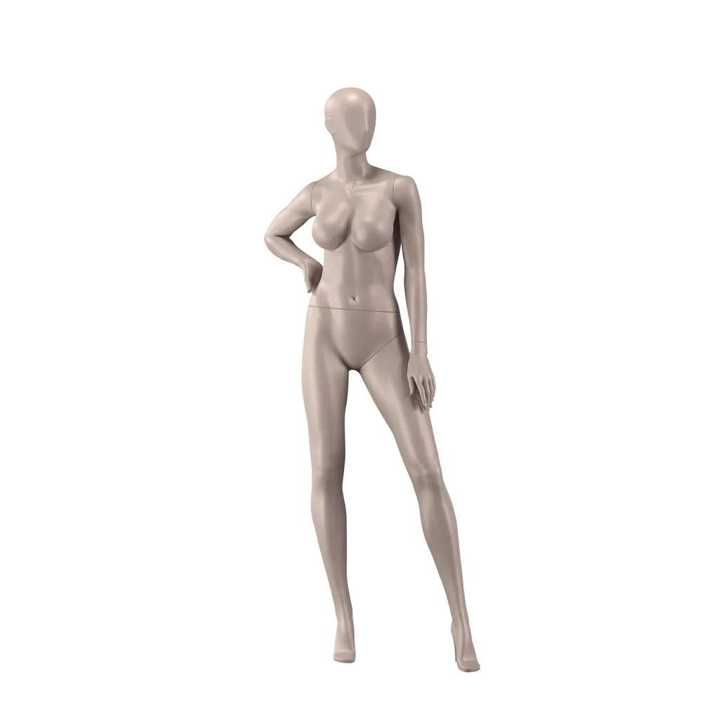 Underwear mannequin, female, D-cup, bronze metallic skin color mat, standing pose 06D