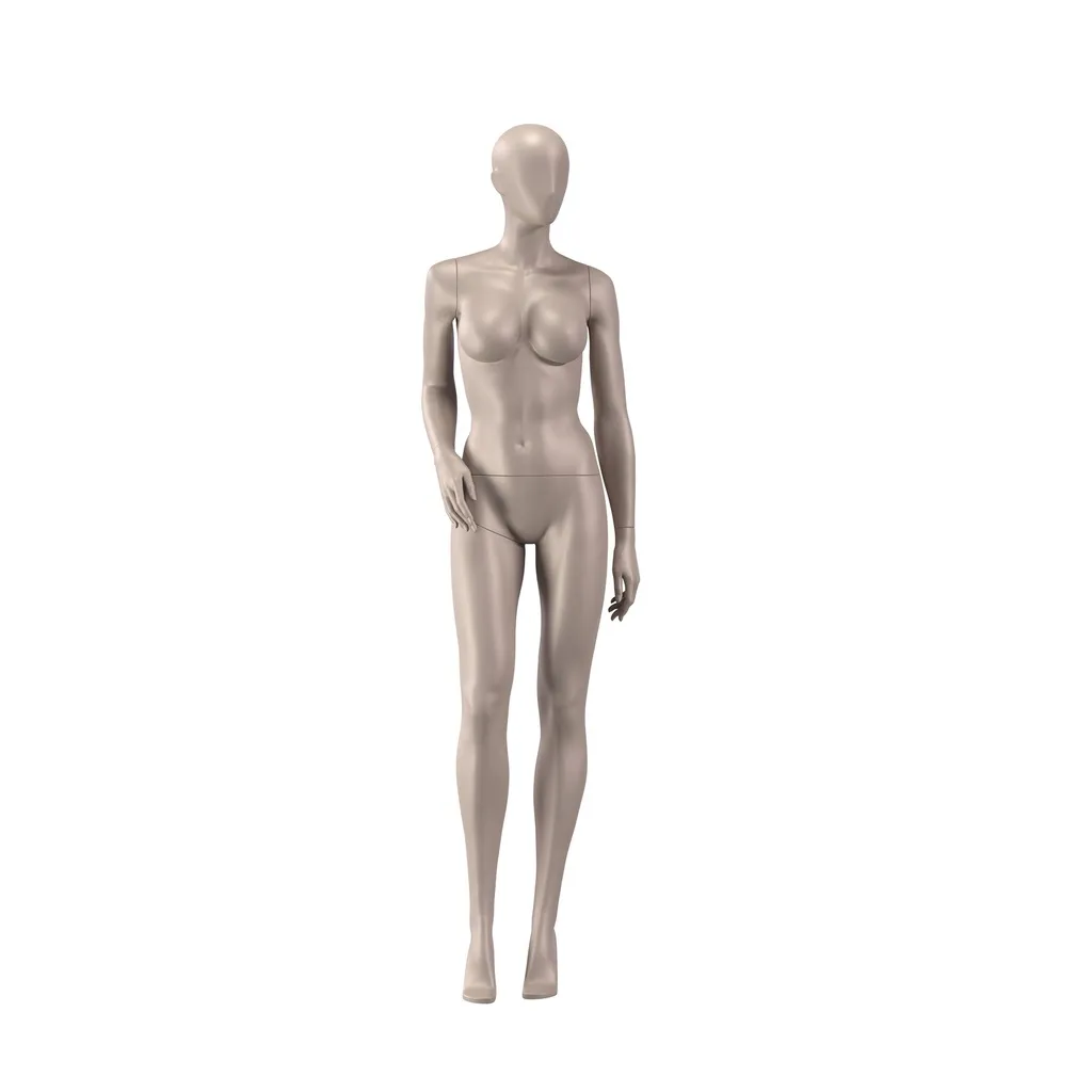 Maniquí para lencería mujer, copa D, color de piel metálico, postura de pie 02D