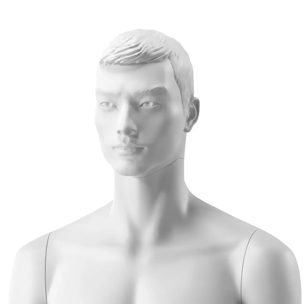 Trendy male head, bio-resin, white matt