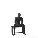 Black mannequin, male, urban style, abstract head, seated pose 301