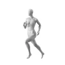 Running mannequin, female, grey, abstract head, standing pose 04