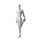 Maniquí de deporte yoga, mujer, gris, cabeza abstracta, postura de pie 03