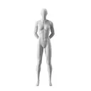 Maniquí de deporte mujer, gris,  cabeza abstracta, postura de pie 15