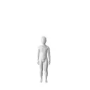 White abstract child mannequin, with abstract head, 6 years, white powdercoated base, pose CM306