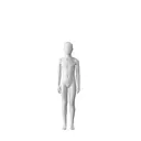 White abstract child mannequin, with abstract head, 10 years, white powdercoated base, pose CM310