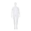 Unbreakable plus-size women's mannequin, abstract head, 42EU / FR46, recyclable mannequin made of ABS plastic, glossy white, pose 50