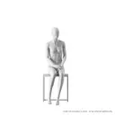 Mannequin femme abstrait blanc, avec tête abstraite, socle en métal blanc époxy, pose FM004