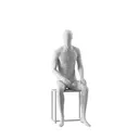 White abstract male mannequin, with abstract head, white powdercoated base, pose MM104