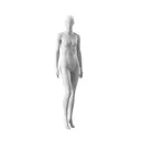 White abstract female mannequin, with abstract head, white powdercoated base, pose FM006