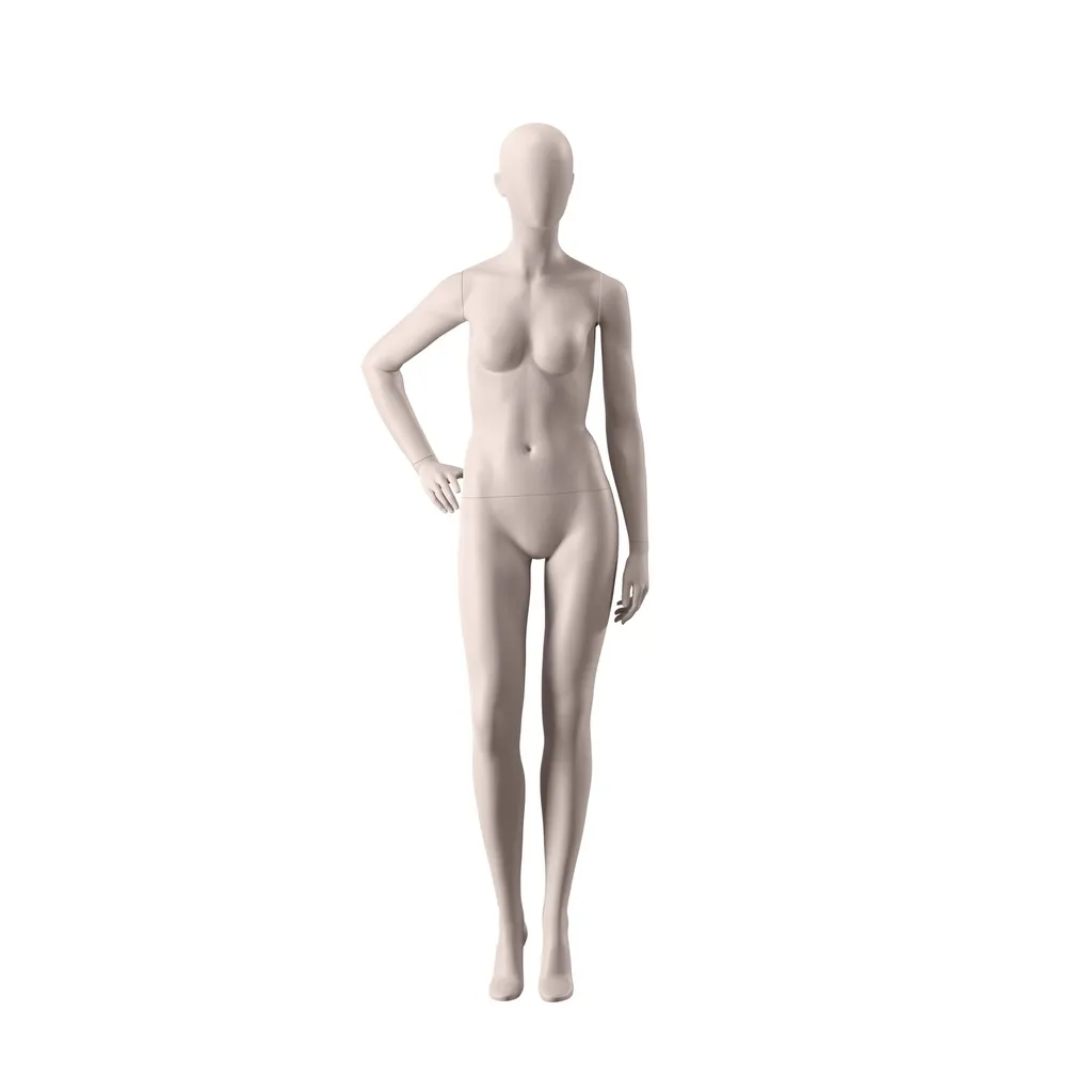 Eco friendly mannequin, female, nude skin color, egghead, pose 012