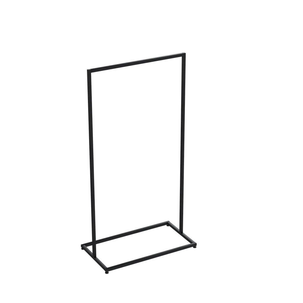 Heavy duty clothing rack, short model, for long coats and jackets, square metal tube, black matt