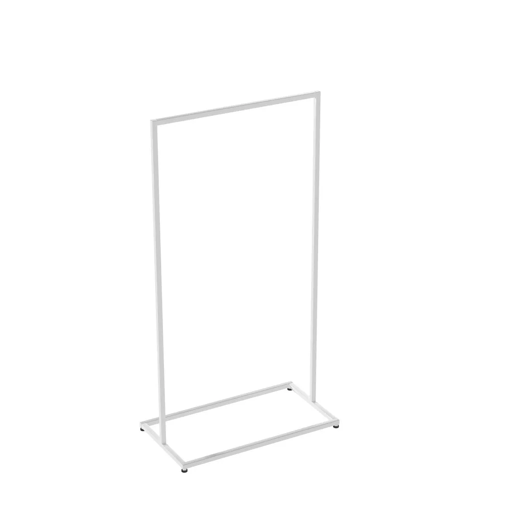 Heavy duty clothing rack, short model, for long coats and jackets, square metal tube, white matt