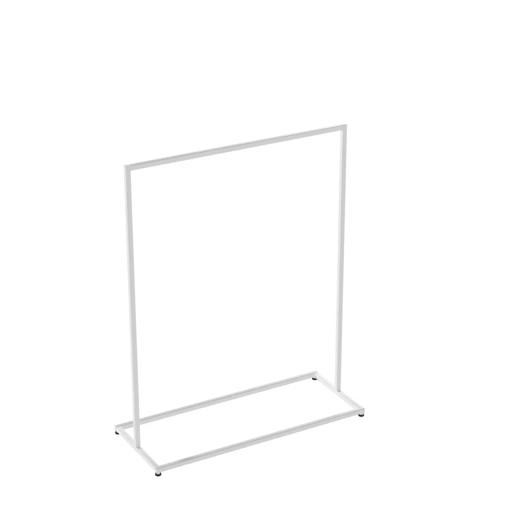 Heavy duty clothing rack, long model, square metal tube, white matt