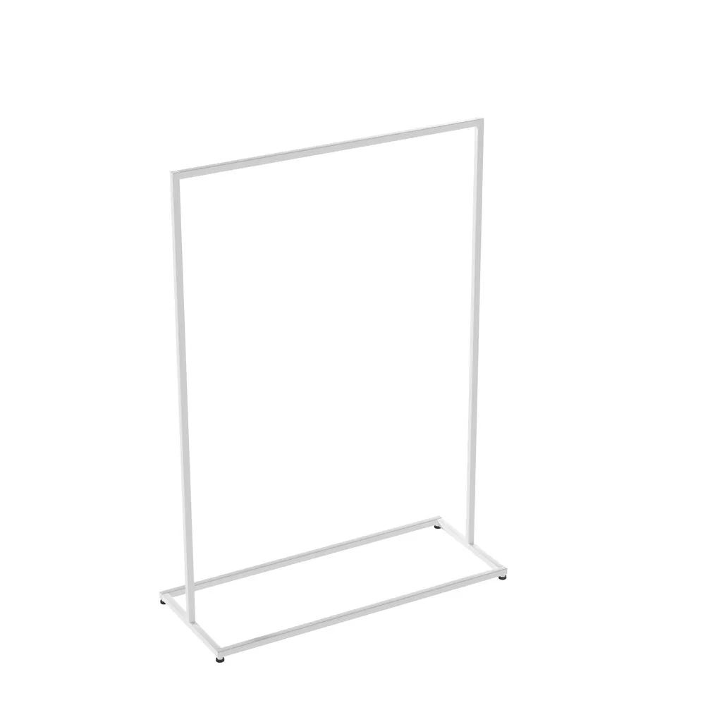 Heavy duty clothing rack, short model, for long dresses, square metal tube, white matt