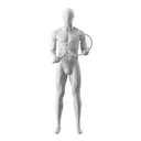 Tennis sport mannequin, male, grey, abstract head, standing pose 311