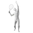 Tennis sport mannequin, male, grey, abstract head, standing pose 313