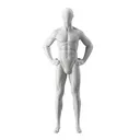 Sport mannequin, male, grey, abstract head, standing pose 316