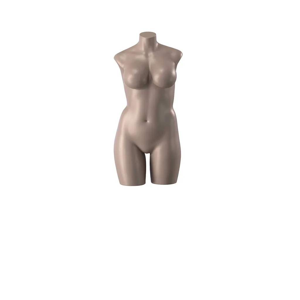 Volslanke lingerie torso, dame, D-cup, metallic huidskleur, pose 006