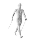 Nordic walking sport mannequin, male, grey, abstract head, standing pose 324