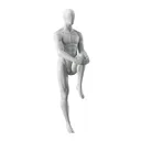 Stretching sport mannequin, male, grey, abstract head, standing pose 302