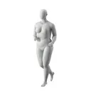 Running sport mannequin, female, grey, abstract head, standing pose 36