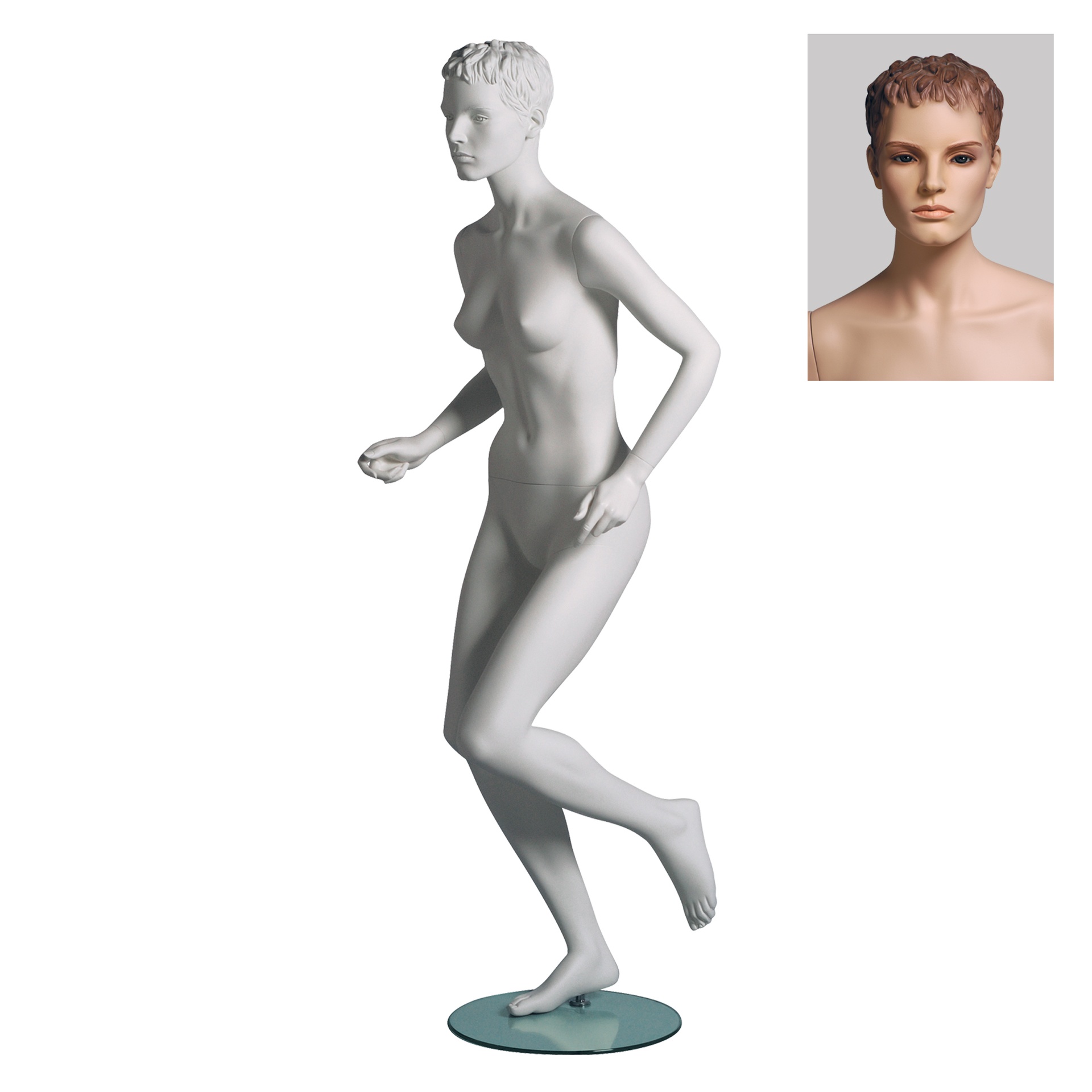 Mannequin femme aux cheveux sculptés, All Sports