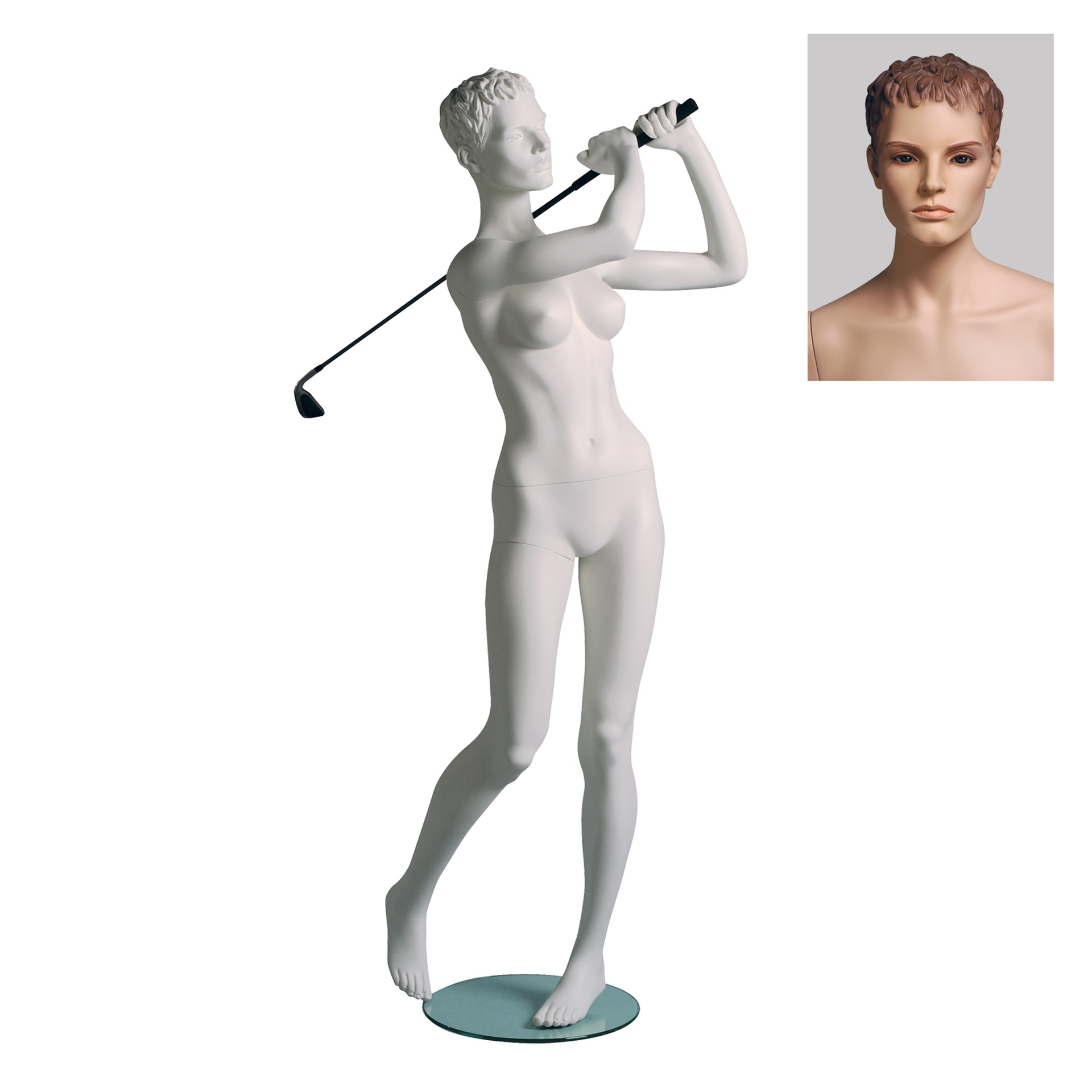 Mannequin femme aux cheveux sculptés, All Sports