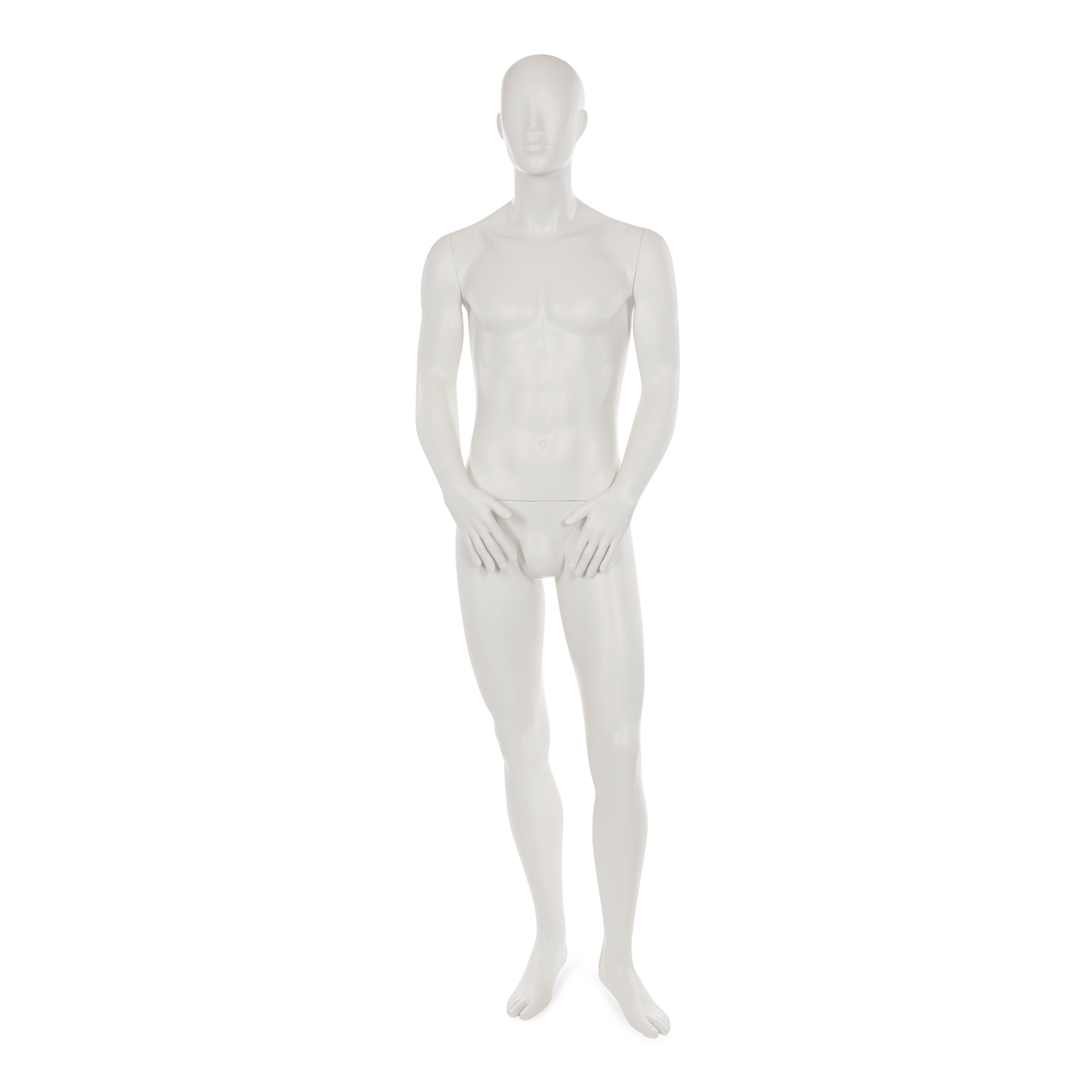 Male window mannequin w abstract head, greywhite