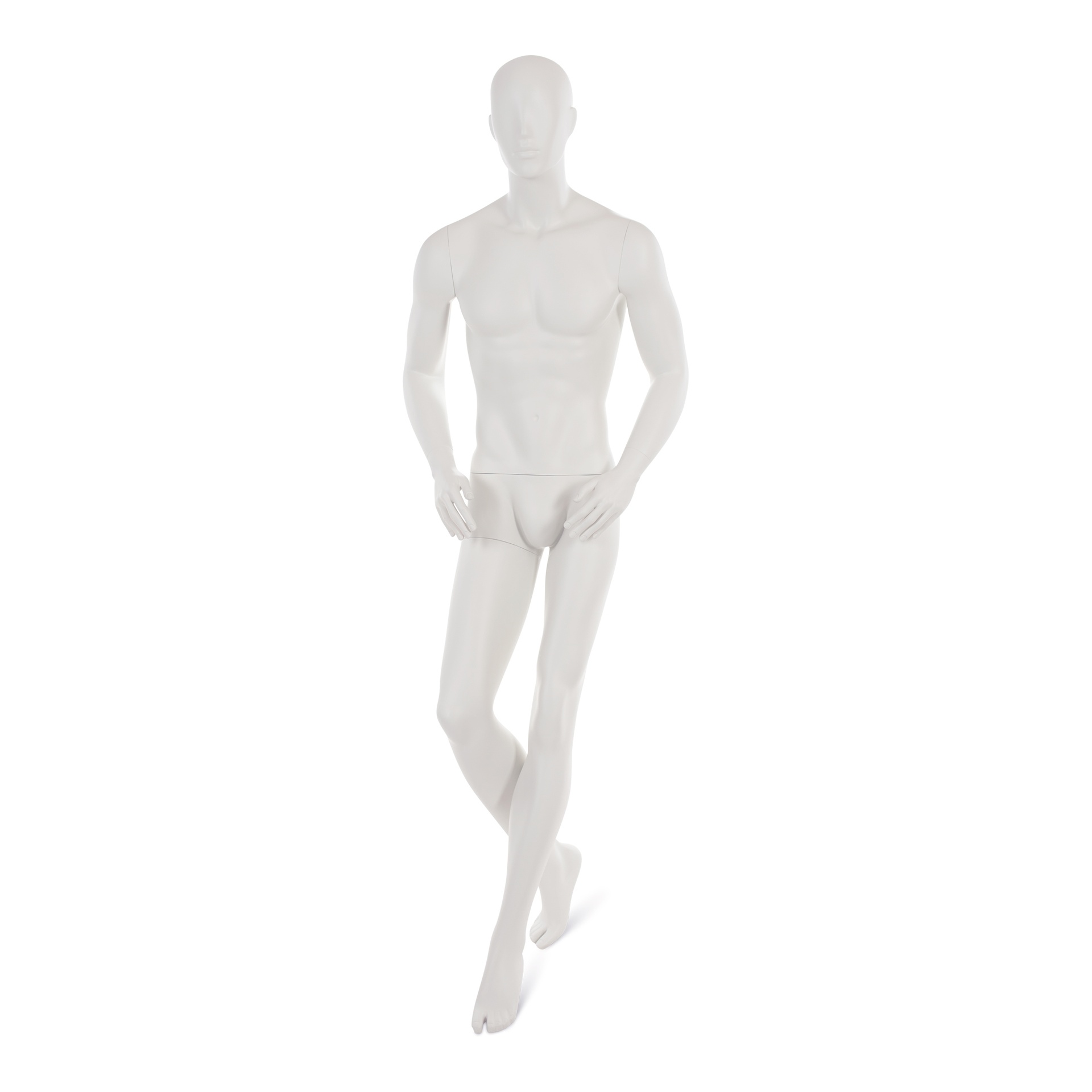 Male window mannequin w abstract head, greywhite