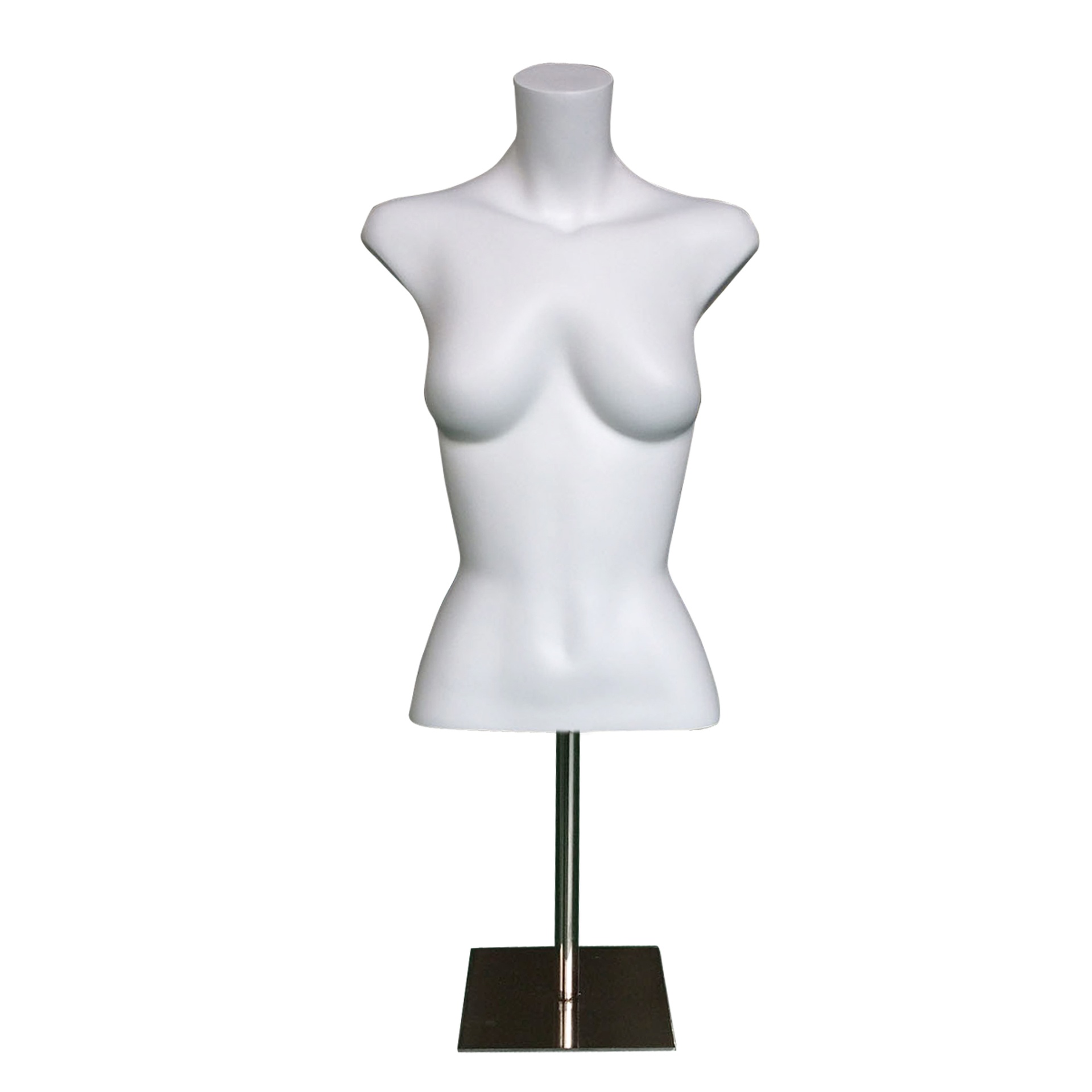 Short female bust , white ,incl base brushed steel