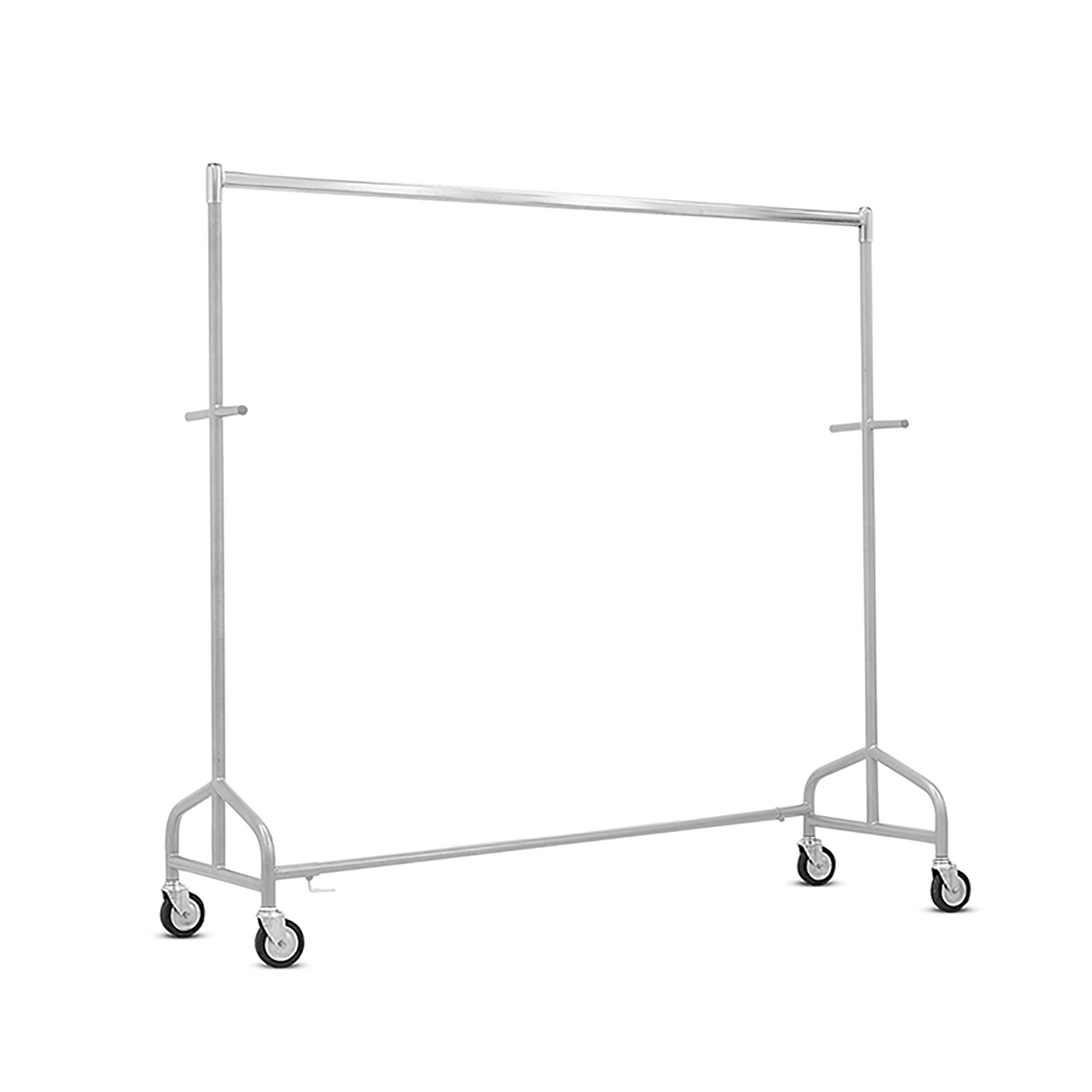 Heavy duty clothes rack on wheels, length 160 cm, grey, powder coated frame