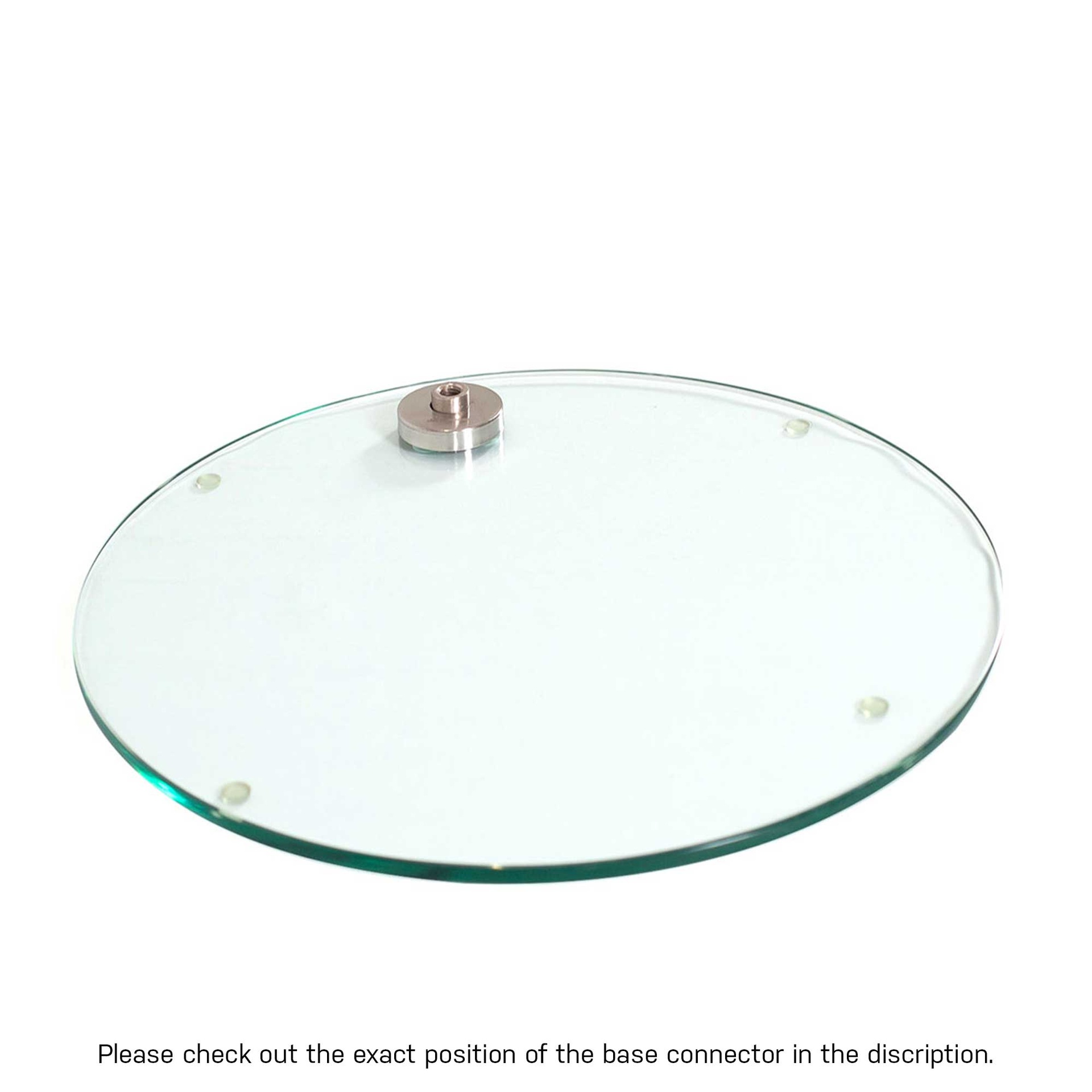 Voetplaat, rond, glas, 42 cm, M12, connector 5 cm