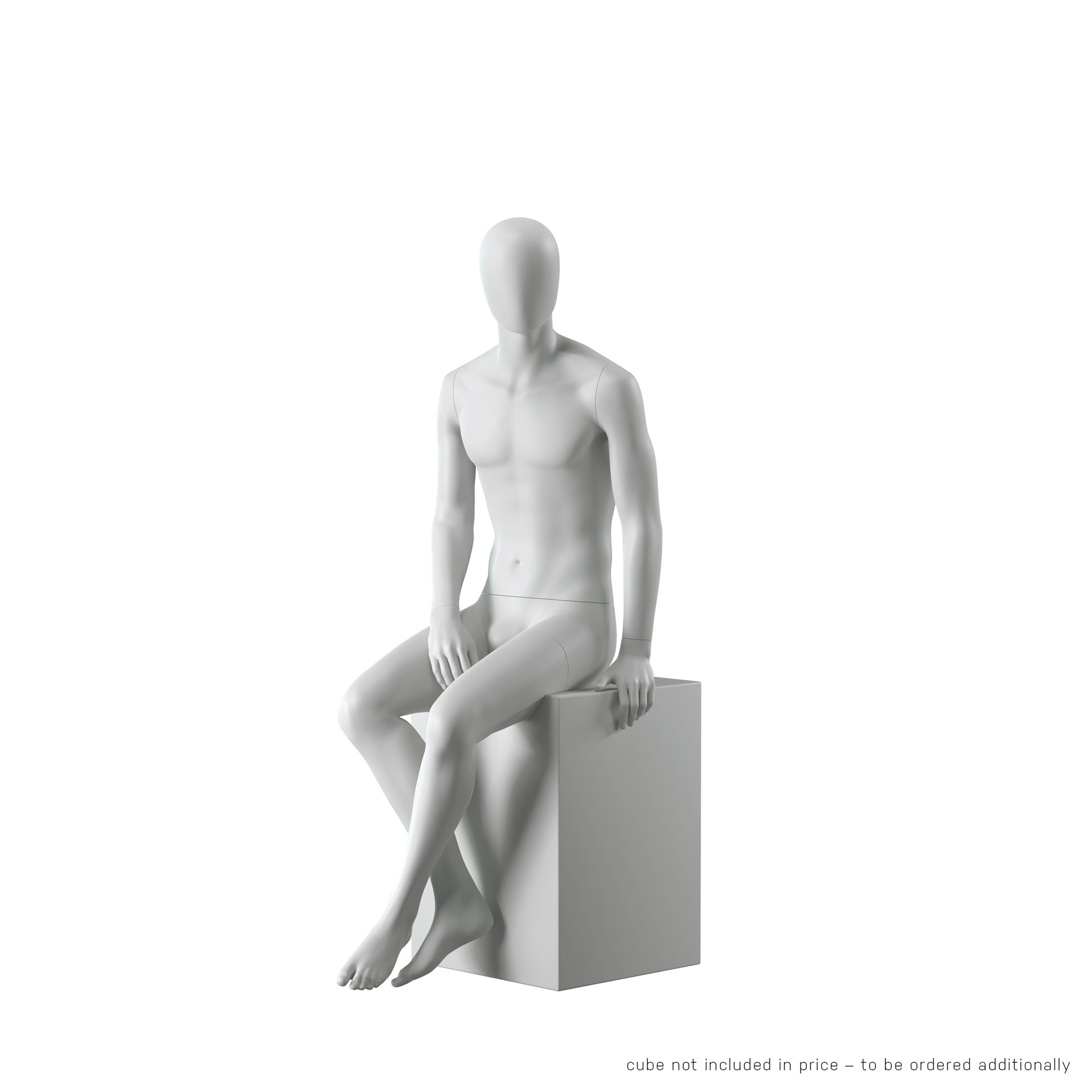 Mannequin homme abstrait gris, avec tête abstraite, pose assise M107