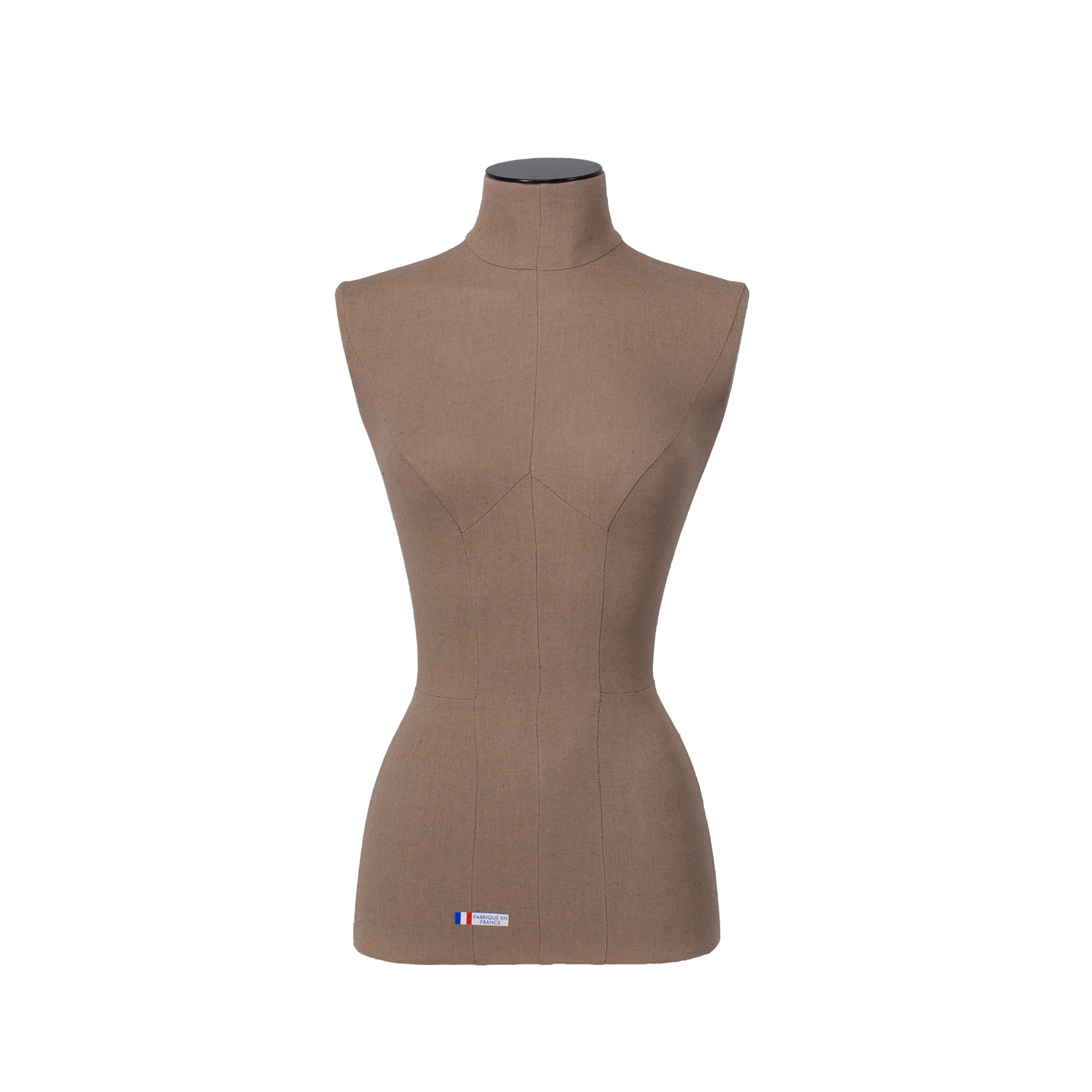 Female torso, PU, overstitched with taupe fabric