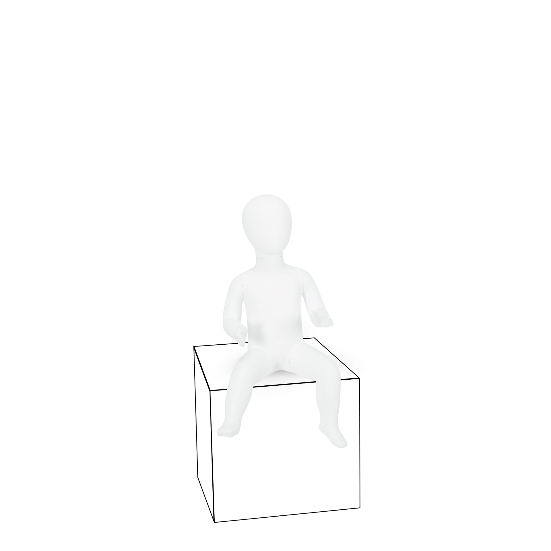 Mannequin enfant incassable, 3-6 mois, tête abstraite, mannequin recyclable en plastique ABS, blanc mat, pose 2