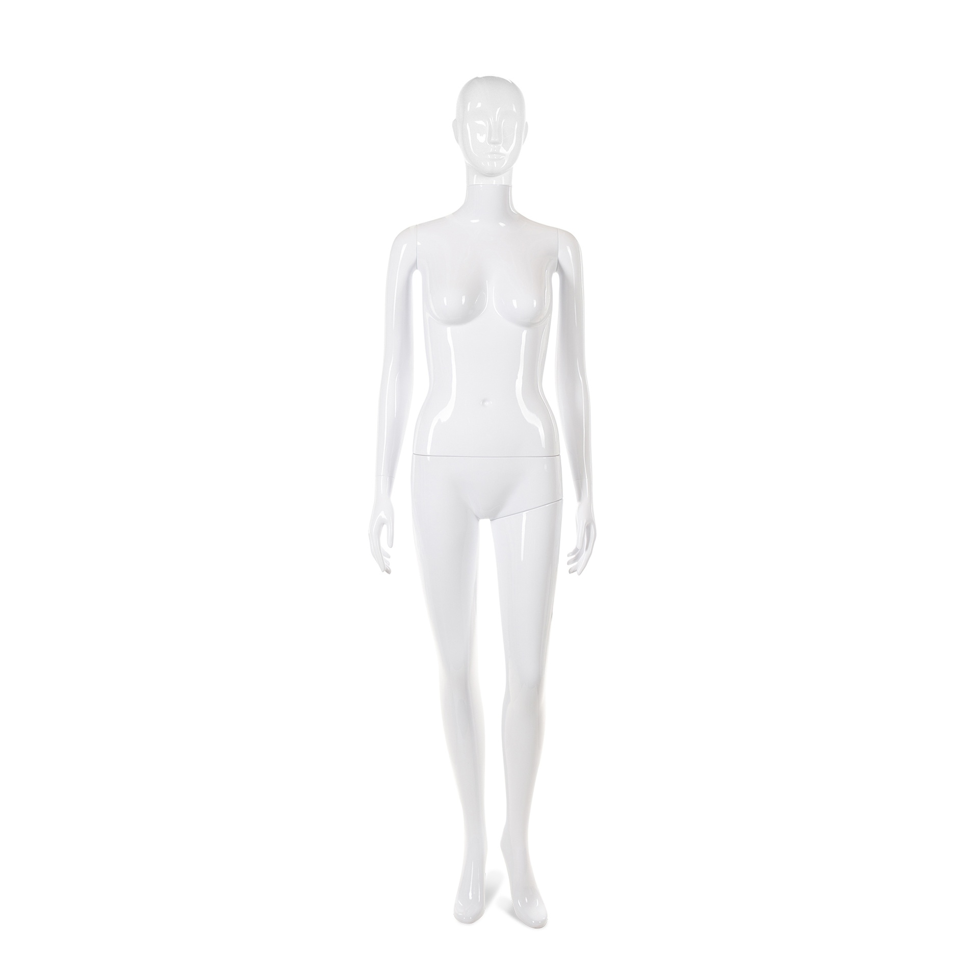 Onbreekbare dames mannequin, semi-abstract hoofd, recycleerbare mannequin uit ABS plastic, glanzend wit, pose 37