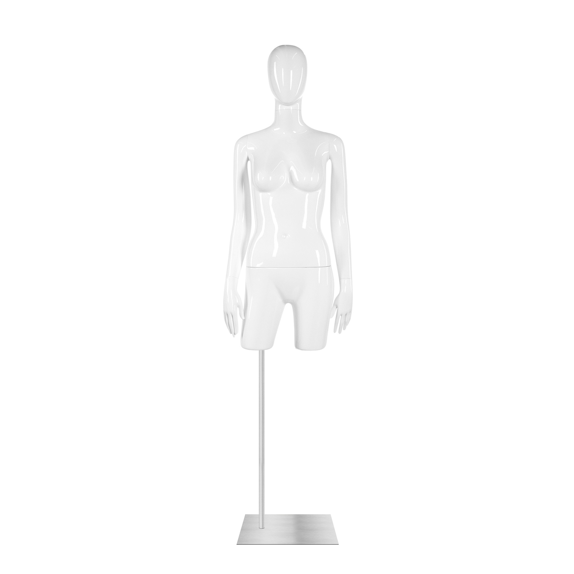 Torso femme avec tête d'oeuf et bras, blanc laqué