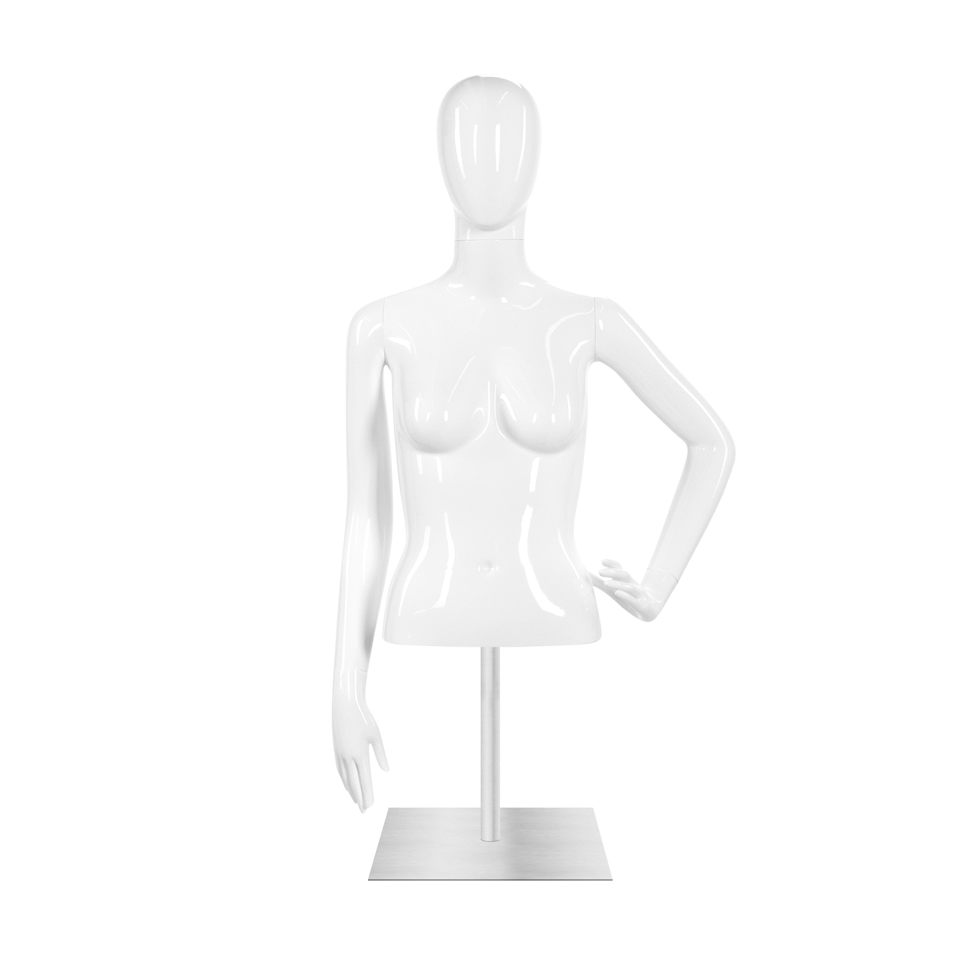 Female torso,abstract head, white glossy incl base