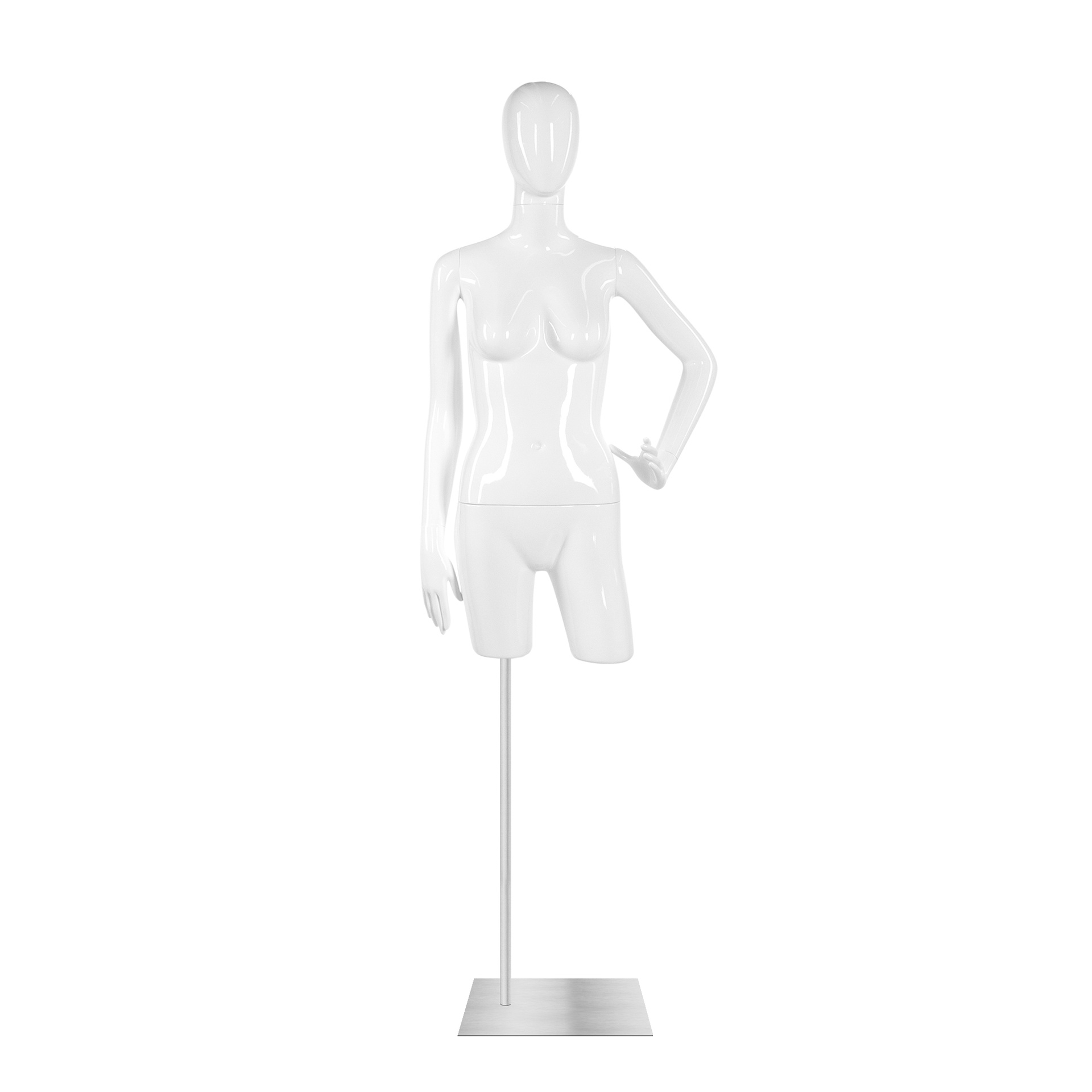 Torso femme tête d'oeuf avec bras, Blanc laqué