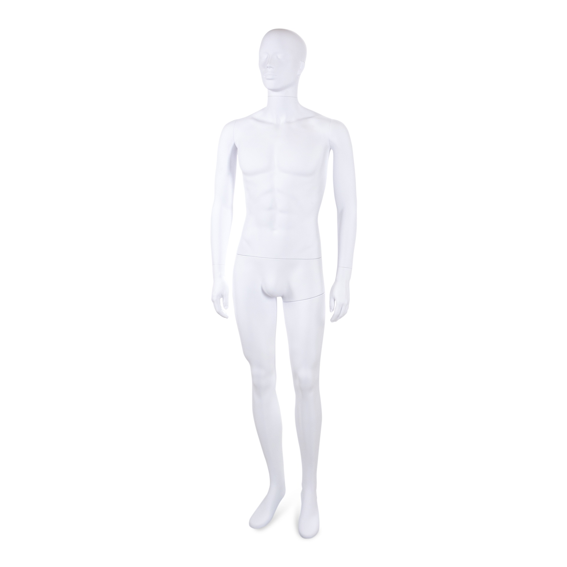 Mannequin homme incassable, tête semi-abstraite, mannequin recyclable en plastique ABS, blanc mat, pose 05