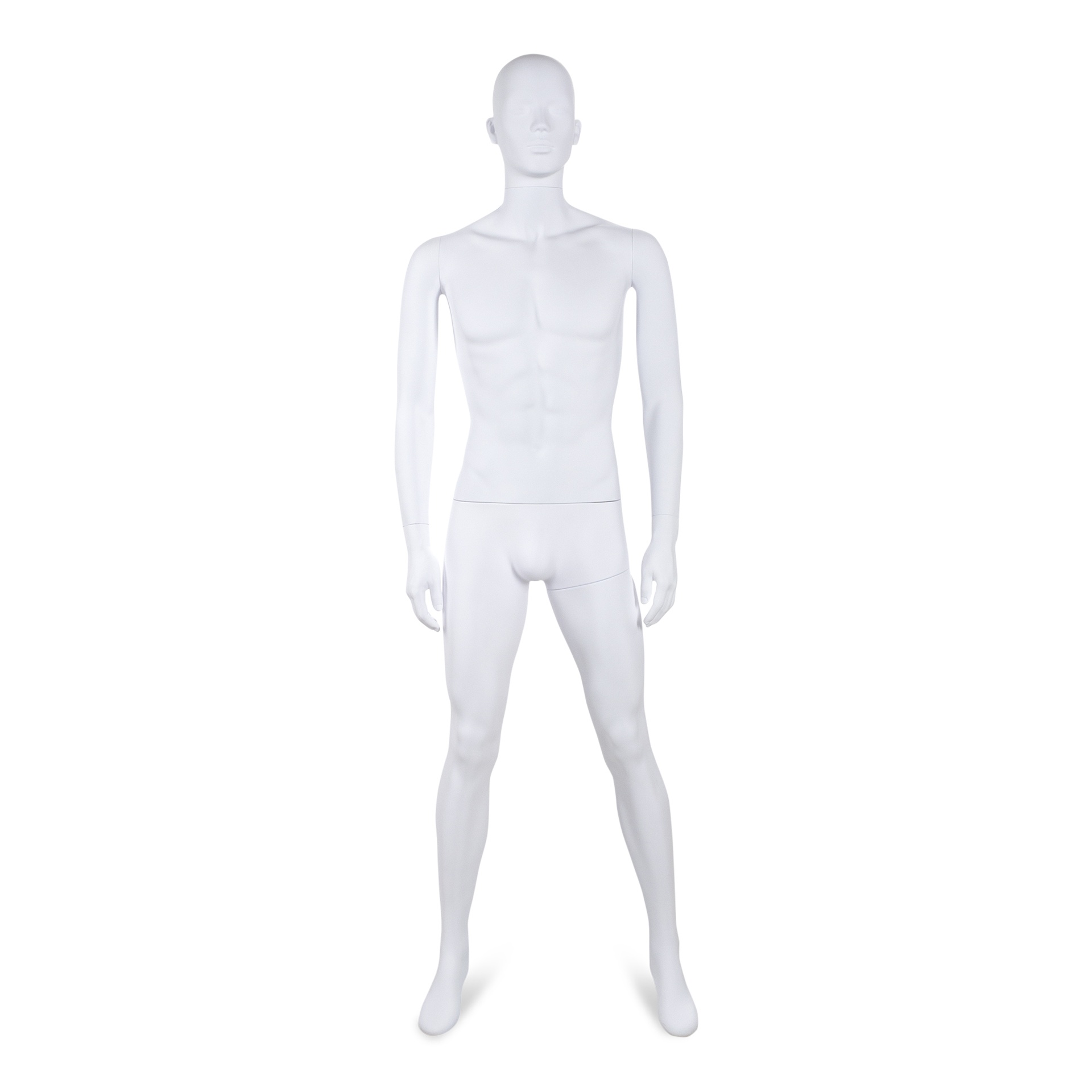 Onbreekbare heren mannequin, semi-abstract hoofd, recycleerbare mannequin uit ABS plastic, wit mat, pose 10