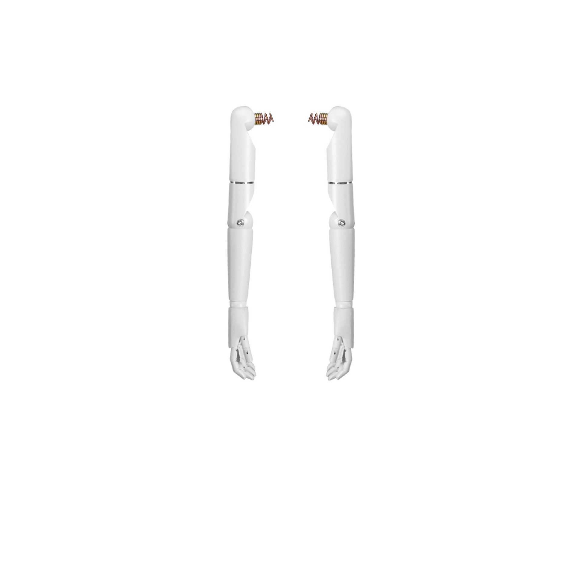 Pair of articulated wooden arms for couture torso, children, 4 year, lacquered matt white