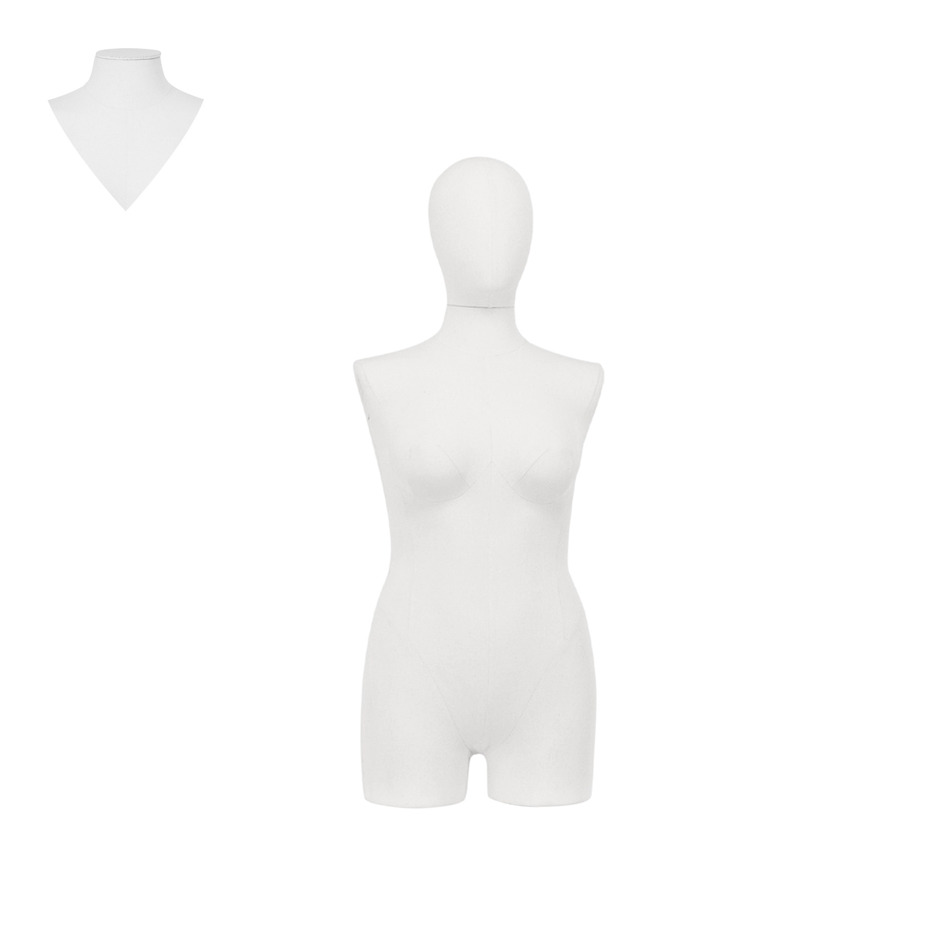 Torse couture avec jambes, grand taille, femme, recouvert du tissu blanc, taille 40-42, tête amovible