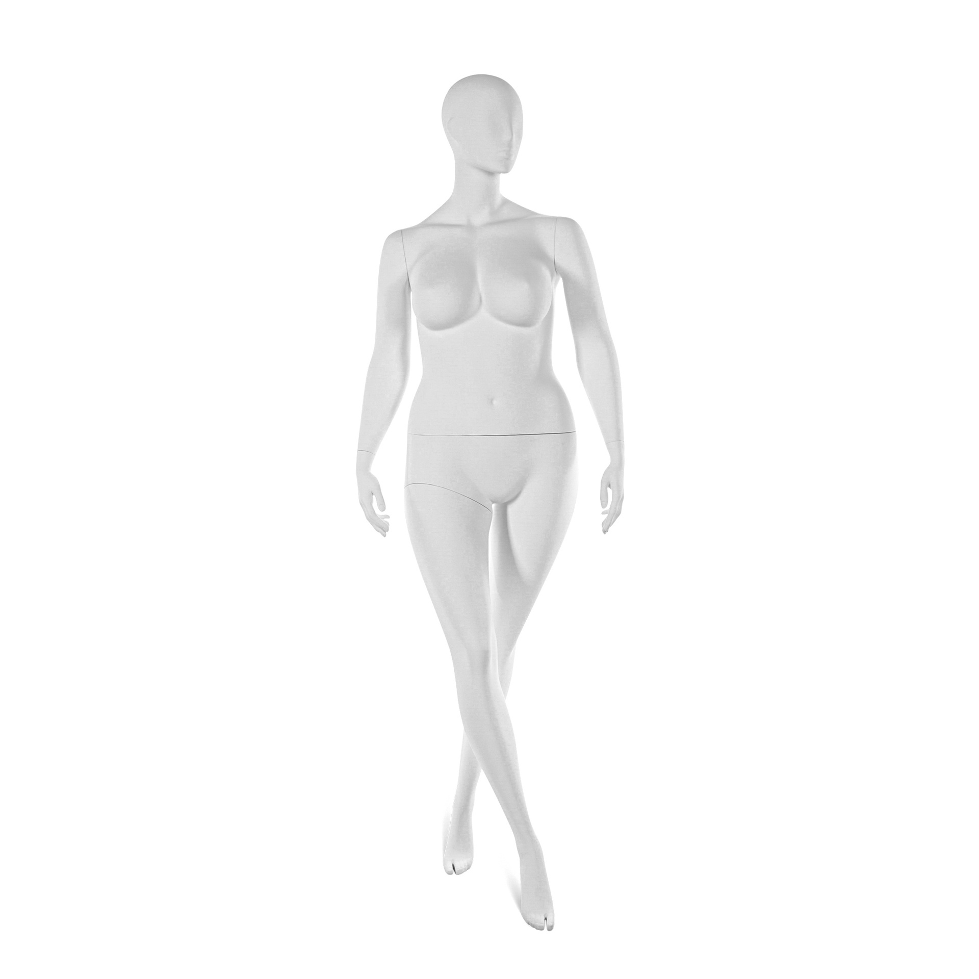 Female mannequin, plus size, abstract head, white