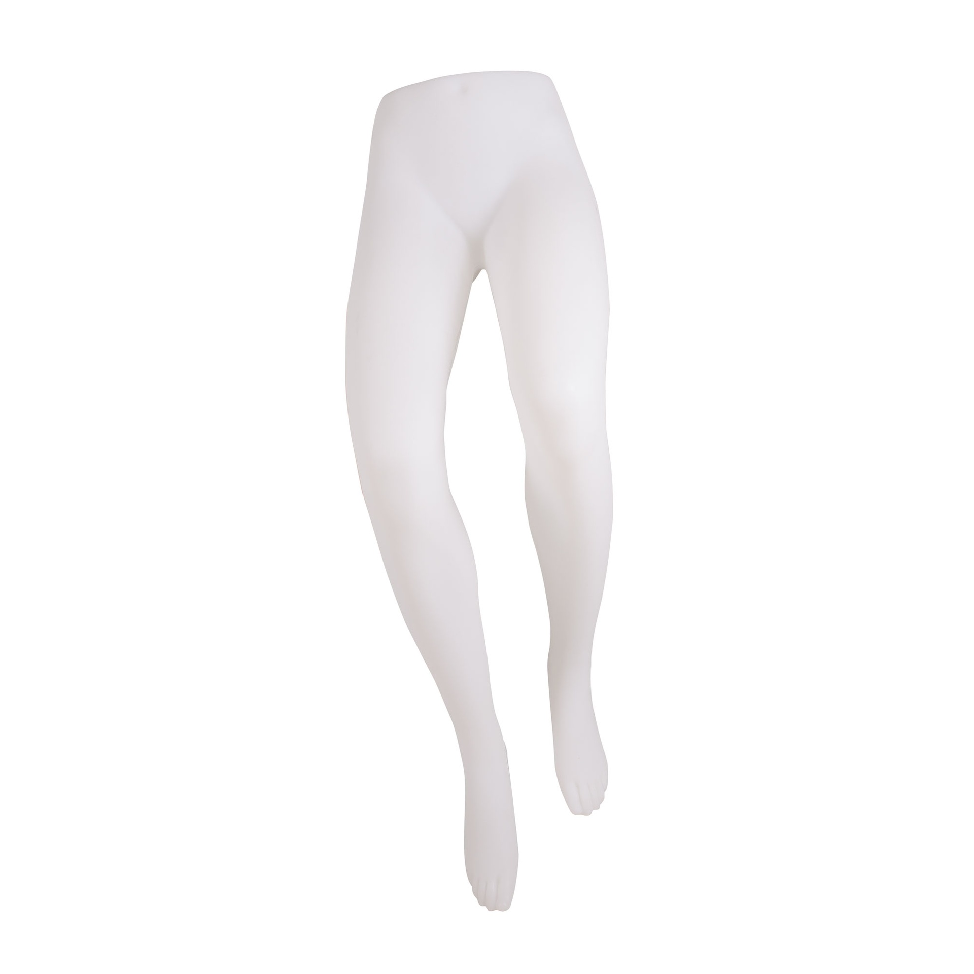 Curved women's leg display, for trousers, white, for wall mounting, including hanging loop