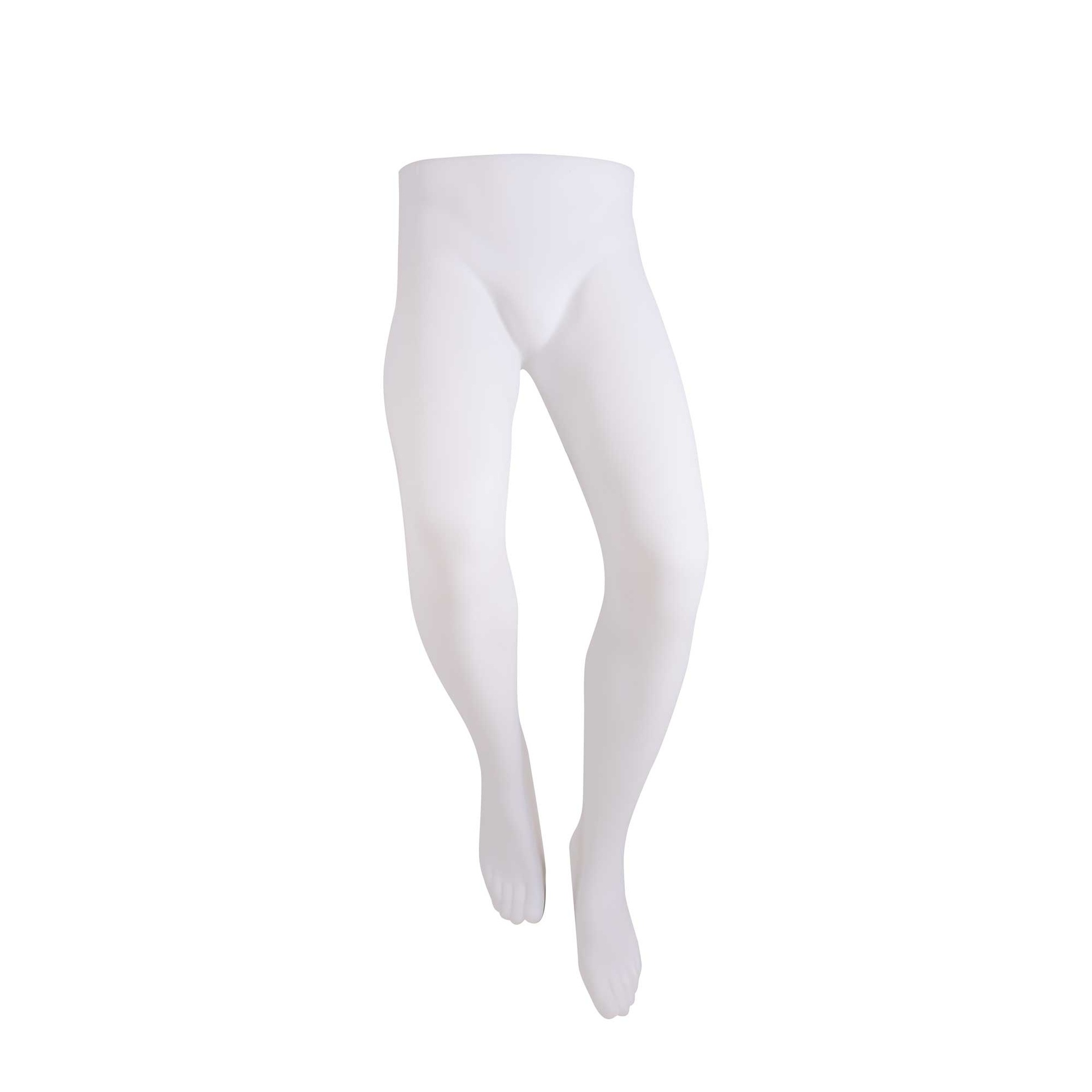 Présentoir jambes hommes courbées pour pantalons blanc pour fixation murale avec boucle de suspension