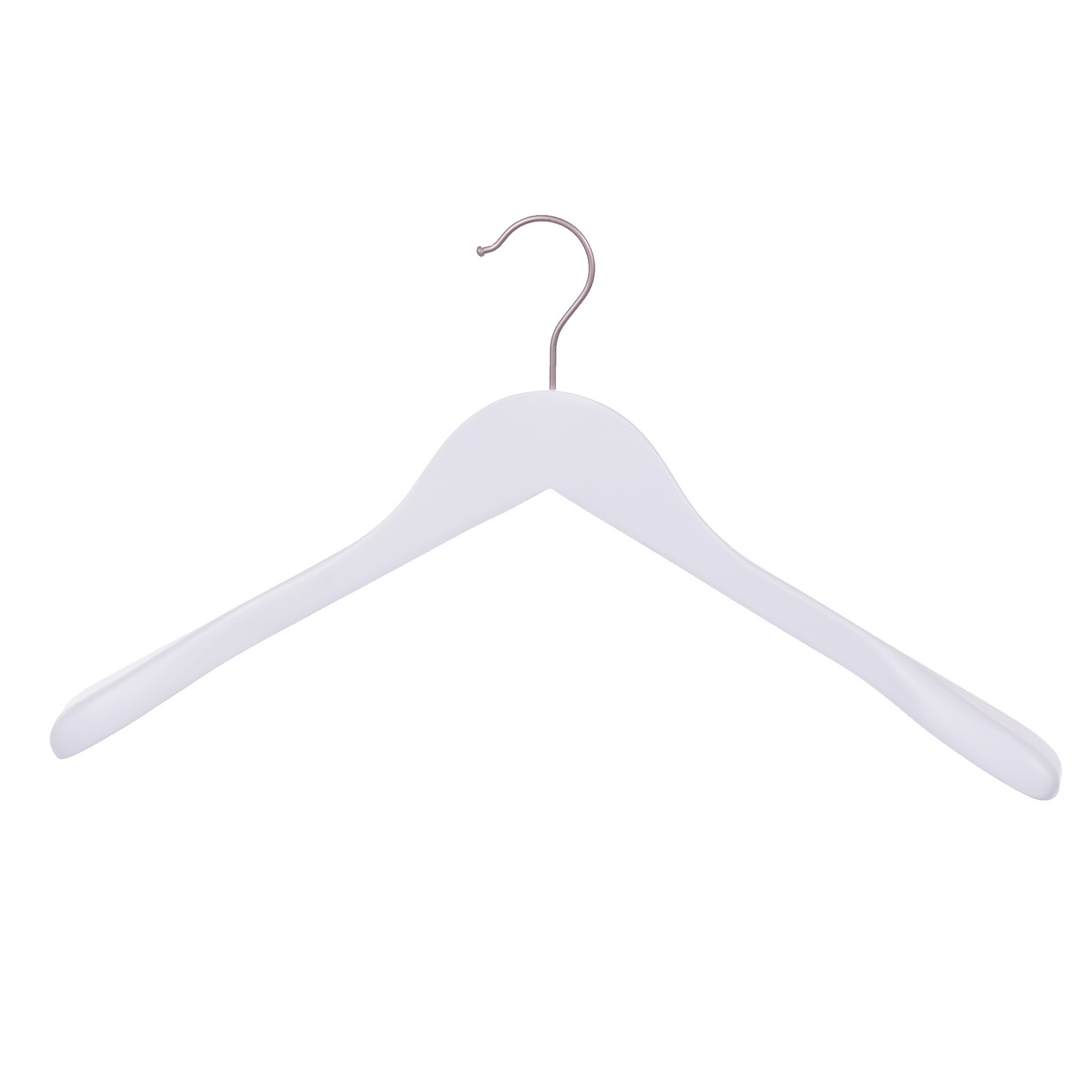 Cloth hanger, lotus wood, hook nickel, white mat - caja de 50 unid.