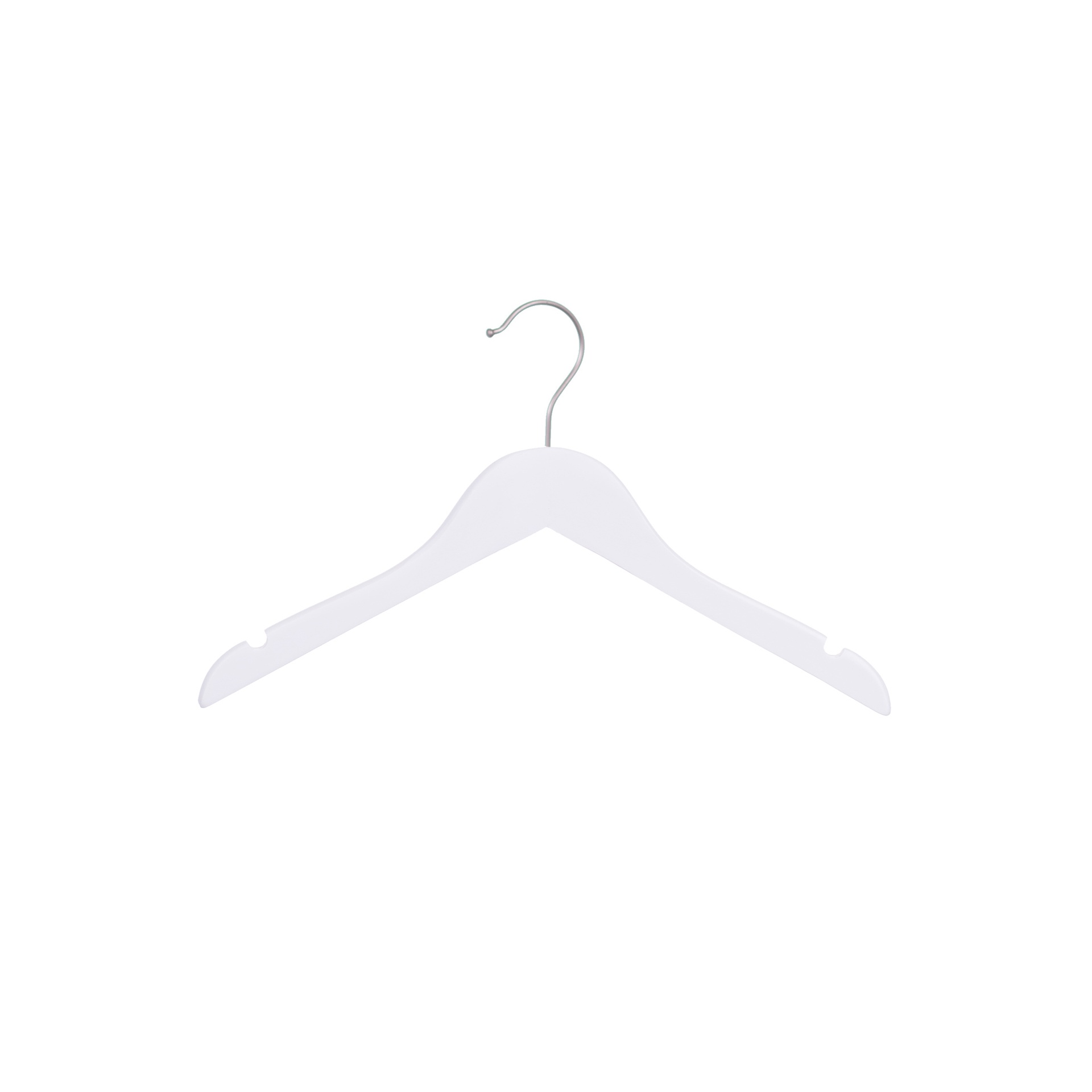 White clothes hanger for children's clothes, lotus wood, white matt finish, 30 cm, matt hook - box of 100 pcs