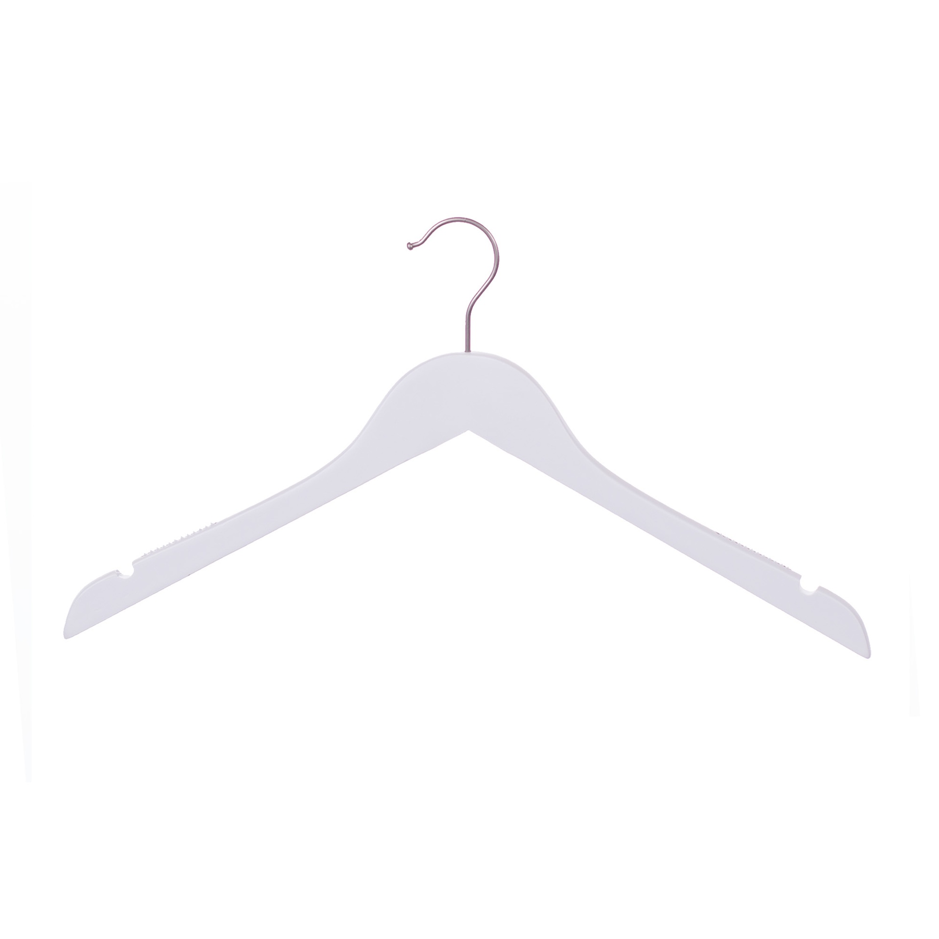 White clothes hanger with anti-slip for women's clothes, lotus wood, white matt finish, 41 cm, matt hook - box of 100 pcs